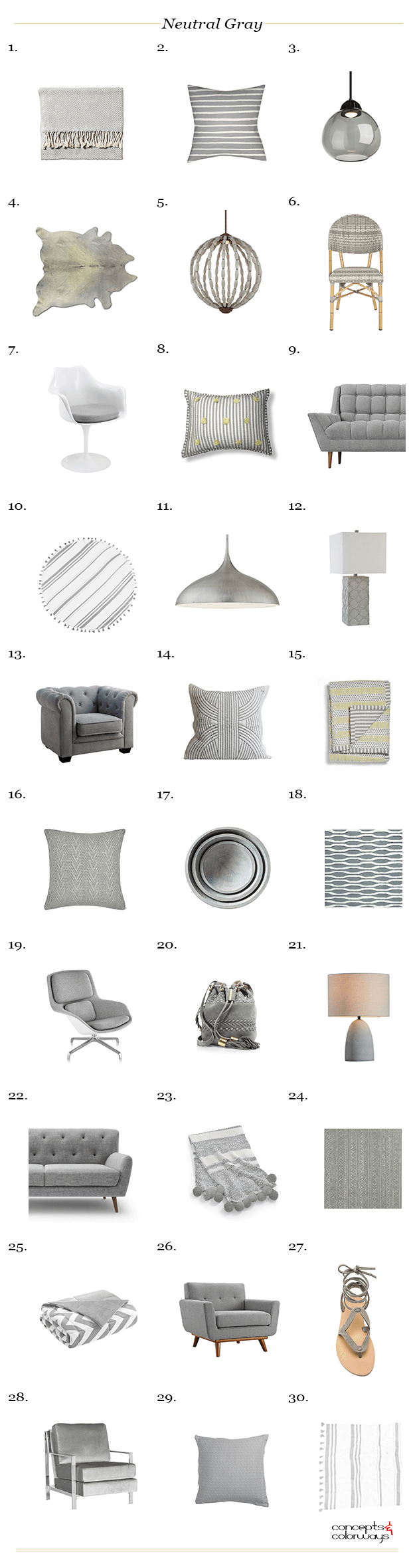 Pantone Neutral Gray interior design product roundup