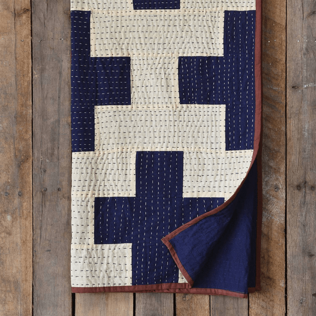 heritage kantha stitched throw