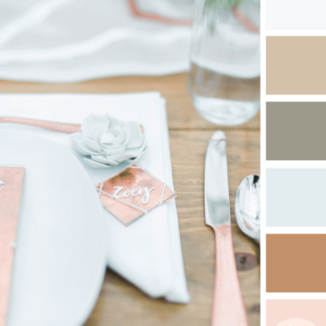 mint green and copper table setting color palette