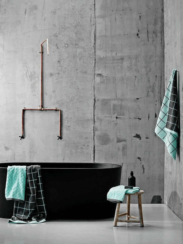 grey concrete industrial style bathroom