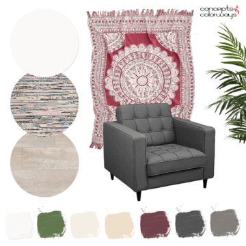 burgundy and gray interior design