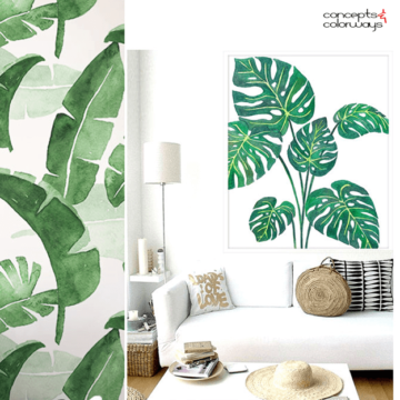 palm fronds and banana leaves design element
