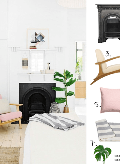 A WHITE BEDROOM WITH BLUSH PINK AND LIGHT WOODS