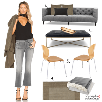 black and gray living room mood board