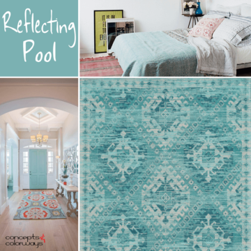 white home entry with light turquoise front door