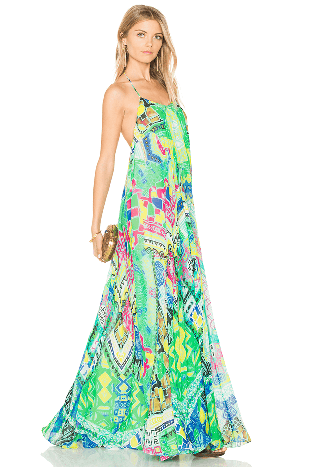 bright green watercolor dress