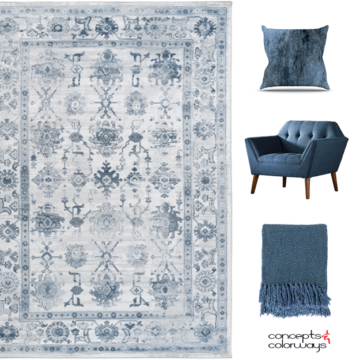 a relaxed navy interior design color card