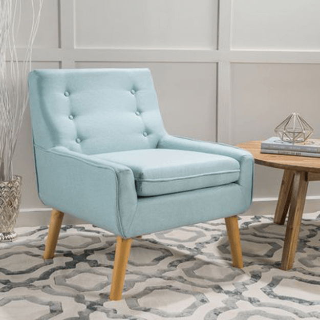 aqua blue mid-century modern chair