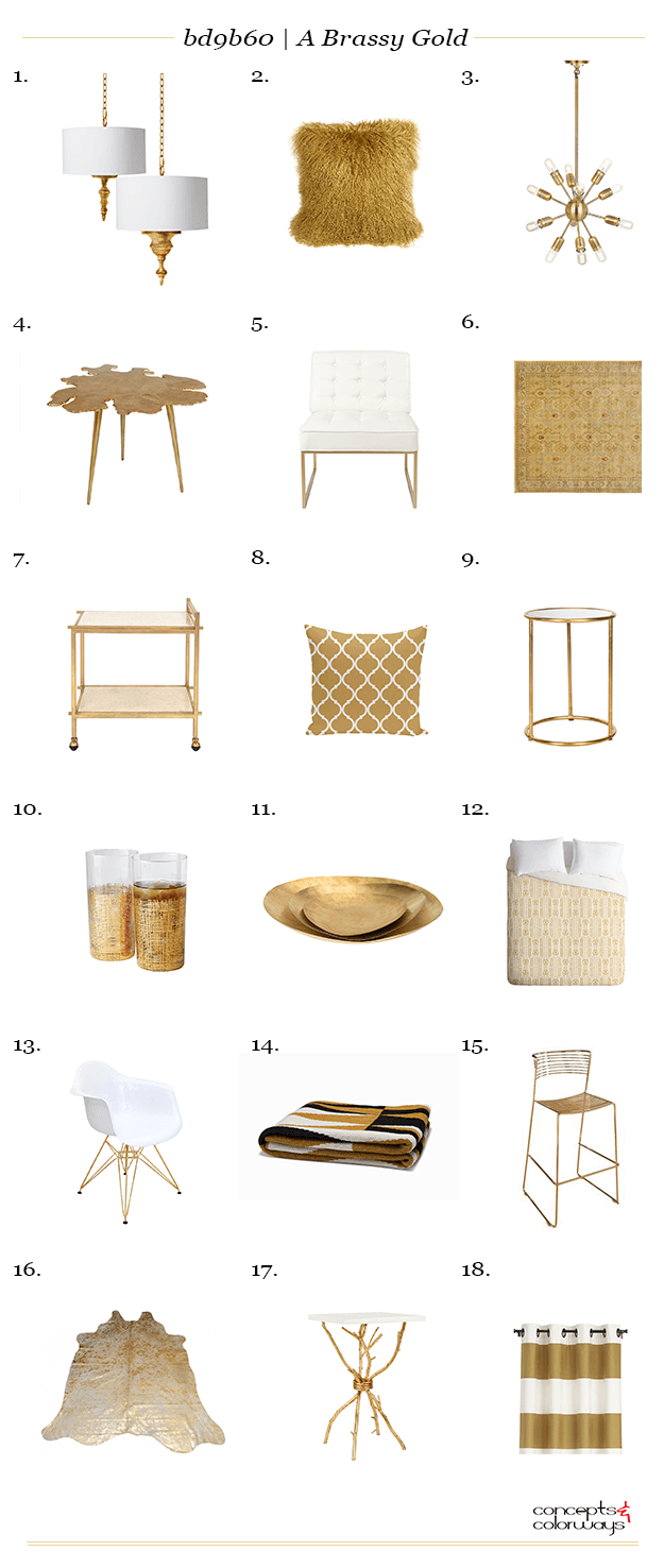 a brassy gold interior design product roundup