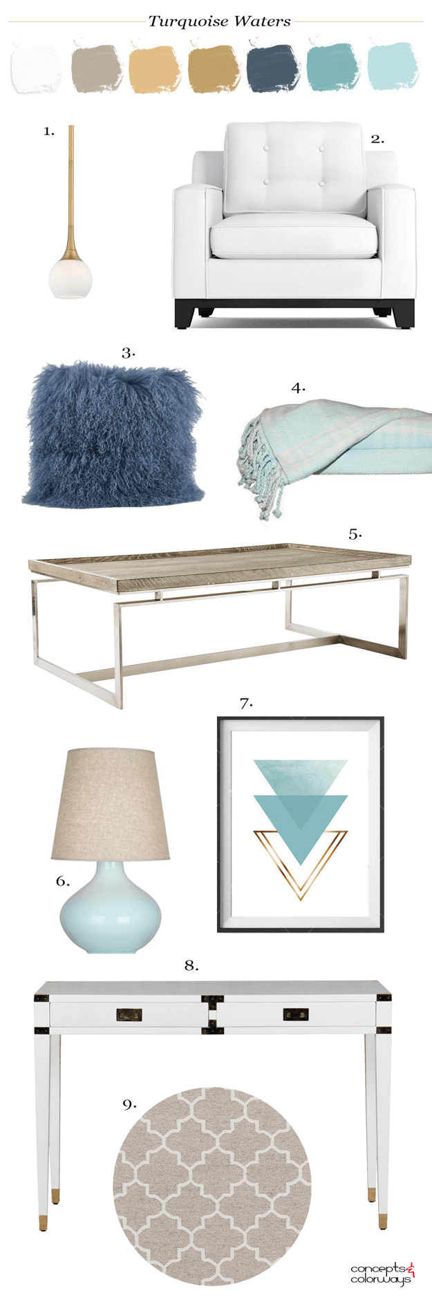 coastal style living room mood board