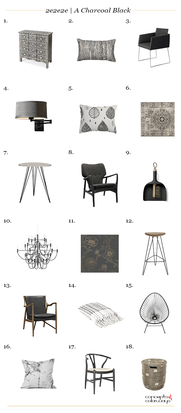 charcoal black interior design product roundup