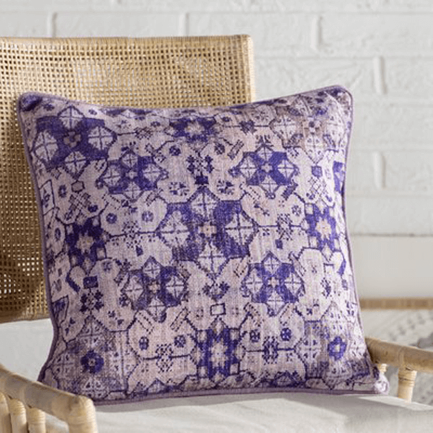 violet purple patterned throw pillow