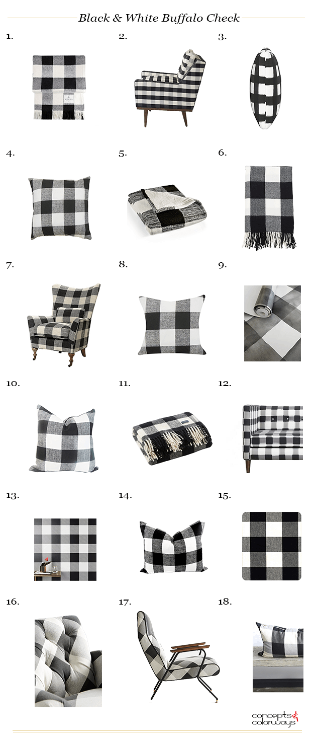 black and white buffalo plaid fabric and wallpaper