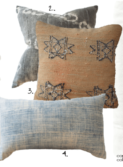 A PILLOW SET MADE FROM MUDCLOTH AND KILIM VINTAGE FABRIC