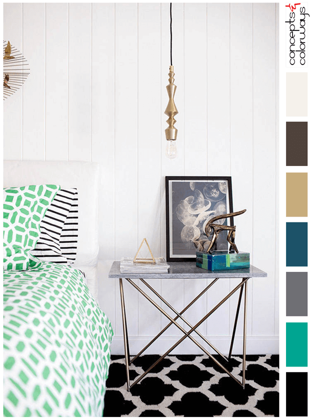 jade, jade green, brass pendant light, black and white stripes, teal, color palette, color combination, color ideas, color scheme