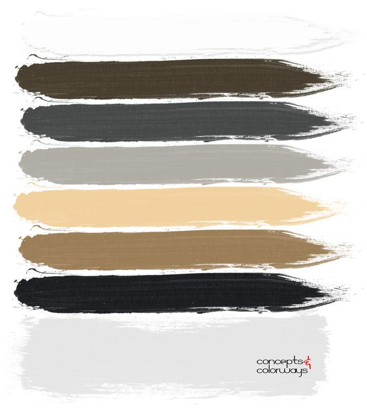 masculine living room, masculine style paint palette, light gray, black and white, ochre, honey oak, dark gray, bronze color