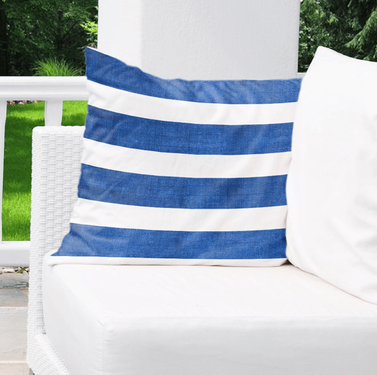 royal blue and white striped pillow