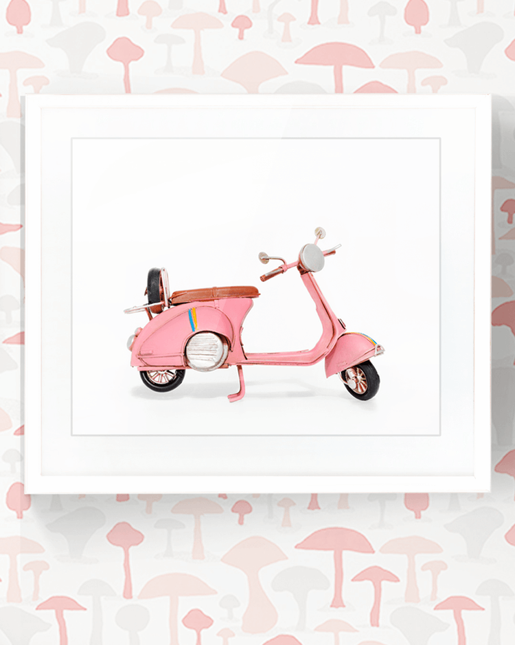 pink scooter, pink room decor, pink home decor, little girls room, girls bedroom ideas, girls bedroom, girls room ideas, girls room decor, matchbox cars, vintage matchbox cars, pink matchbox cars, kids wall art