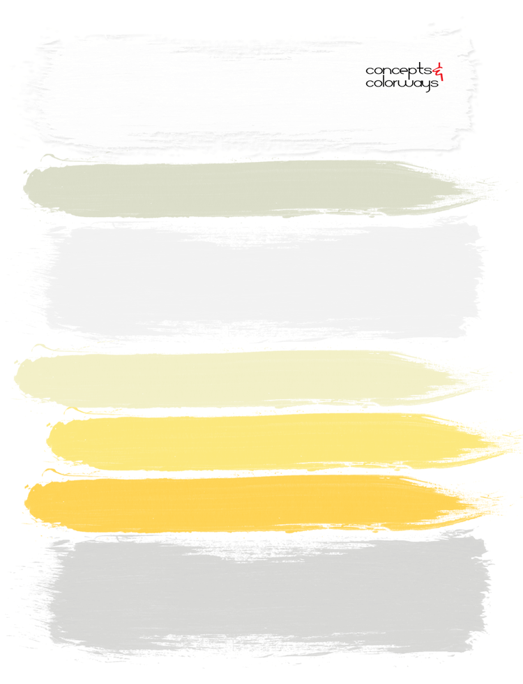 gray white and bright yellow interior paint palette