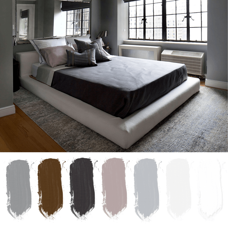 gray bedroom, bedroom color palettes