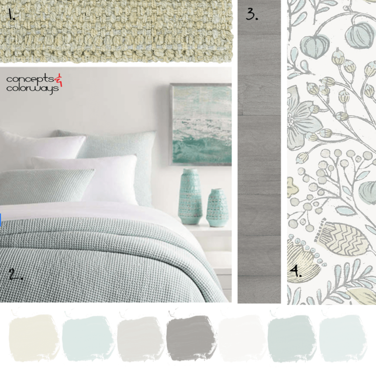 Seafoam Green and Aqua Blue Color Palette for interior design