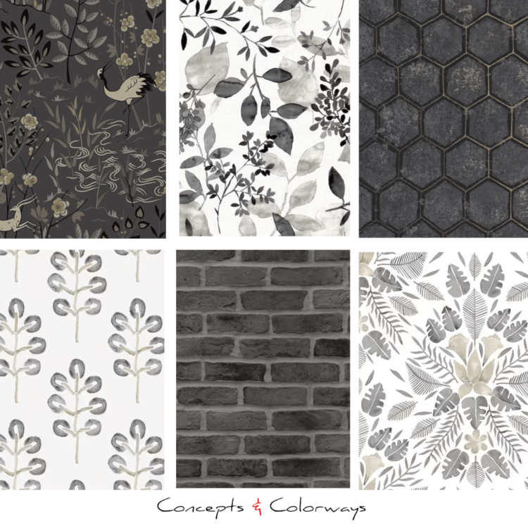 A collection of black wallpaper to add a bold statement to any room. Find your favorite styles from a selection of black and white floral wallpaper, black and white striped wallpaper, black brick wallpaper, black grasscloth wallpaper, black wood look wallpaper, black geometric wallpaper and black floral wallpaper.