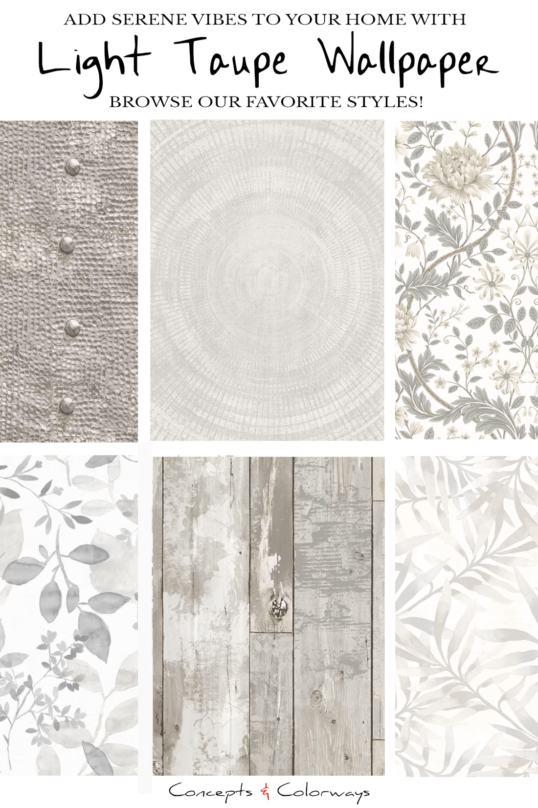 A collection of light taupe wallpaper to add a serene vibe to any room. Find your favorite styles from a selection of light taupe floral wallpaper, abstract wallpaper, wood look wallpaper, brick look wallpaper, striped wallpaper, grasscloth wallpaper, geometric wallpaper, metallic wallpaper, and stone and tile look wallpaper options. Perfect for all the taupe gray, stone gray, light warm gray and taupe wall lovers out there.